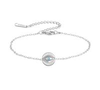 LIKGREAT Bracelet Mauvais Œil avec Turquoise en Acier Inoxydable Bracelet Evil Eye Bleu Amulette de Protection Œil Turc Délicate Bijoux avec Zircone pour Femmes (3-Argent)