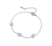 LIKGREAT Bracelet Mauvais Œil avec Turquoise en Acier Inoxydable Bracelet Evil Eye Bleu Amulette de Protection Œil Turc Délicate Bijoux avec Zircone pour Femmes (5-Argent)