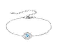 LIKGREAT Bracelet Mauvais Œil avec Turquoise en Acier Inoxydable Bracelet Evil Eye Bleu Amulette de Protection Œil Turc Délicate Bijoux avec Zircone pour Femmes (1-Argent)