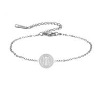 LIKGREAT Bracelet Saint Benoît en Acier Inoxydable Bracelet Ajustable avec Médaille d'Exorcisme Bijou de Protection Catholique pour Femmes et Hommes (Argent)