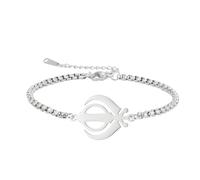 LIKGREAT Bracelet Sikhism Khanda Symbole de la Justice Sikh Bracelet Religieux Inde en Acier Inoxydable pour Hommes Femmes (Argent)