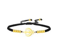LIKGREAT Bracelet Sikhism Khanda Symbole Justice Sikh Bracelets de Corde Tressée Ajustables Bracelets Religieux en Inde Bijoux pour Hommes et Femmes (Corde noire-Or)