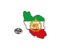 LIKGREAT Broche Carte de l’Iran Lion et Soleil Pin en Acier Inoxydable Épingle de Revers Shir o Khorshid Broche Carte Drapeau Iranien Bijou Culturel Persan pour Femme Homme (3-argent)