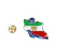 LIKGREAT Broche Carte de l’Iran Lion et Soleil Pin en Acier Inoxydable Épingle de Revers Shir o Khorshid Broche Carte Drapeau Iranien Bijou Culturel Persan pour Femme Homme (2-or)