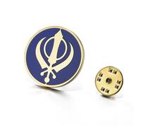 LIKGREAT Broche Épée Khanda Sikh Acier Inoxydable Symbole Kara Sikhisme Badge Épingle Amulette Religieuse Bijoux pour Homme et Femme pour Rakhi (Or)