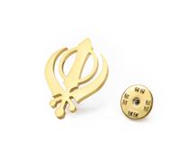 LIKGREAT Broche Épée Khanda Sikh Broche Pin en Acier Inoxydable Symbole Kara Sikh Bijoux Sikhisme Indiens Pendjabi Rakhi (Or)