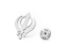 LIKGREAT Broche Épée Khanda Sikh Broche Pin en Acier Inoxydable Symbole Kara Sikh Bijoux Sikhisme Indiens Pendjabi Rakhi (Argent)
