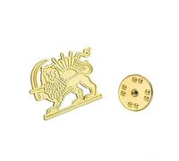 LIKGREAT Broche Lion et Soleil Iranien en Acier Inoxydable Épingle de Revers Shir o Khorshid Broche Symbole Persan Bijou Culturel Art Persan (or)