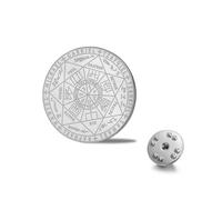 LIKGREAT Broche Sceau des Sept Archanges Épingle de Revers Acier Inoxydable Protection des Anges Bijoux Amulette Religieuse Accessoire de Costume pour Homme et Femme (Argent)