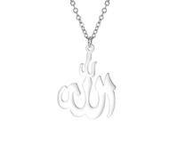 LIKGREAT Collier Allah en Acier Inoxydable avec Croissant de Lune Pendentif Islamique Bijou de Foi Musulmane pour l’Aïd et le Ramadan (A)