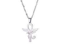 LIKGREAT Collier Ankh Collier Croix Égyptienne Ancienne Collier Ankh Œil d'Horus Charme Bonne Chance Amulette Protection Bijoux en Acier Inoxydable pour Hommes Femmes (s-1)