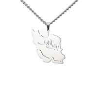LIKGREAT Collier avec pendentif en forme de carte de l'Iran avec calligraphie persane en acier inoxydable - Bijou de paix patriotique, one size, Acier inoxydable, Pas de pierre précieuse