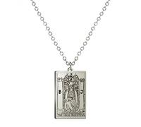 LIKGREAT Collier avec pendentif en forme de cartes de tarot d'astrologie Arcana pour femmes et filles, Acier inoxydable, Pas de gemme