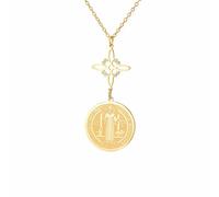 LIKGREAT Collier avec pendentif nœud de sorcière Saint Benoît en acier inoxydable avec amulette double protection catholique pour l'exorcisme