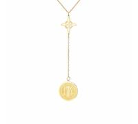 LIKGREAT Collier avec pendentif nœud de sorcière Saint Benoît en acier inoxydable avec amulette double protection catholique pour l'exorcisme