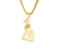 LIKGREAT Collier Chat Égyptien Collier Pendentif Chat Égyptien Ancien Charm Animal Égyptien Amulette de Protection Bonne Chance Bijoux en Acier Inoxydable Cadeaux pour Hommes Femmes (Or)