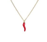 LIKGREAT Collier Corne Italienne pour Femme Cornicello Pendentif Piment Rouge Porte-Bonheur Amulette Talisman Bijou Protecteur