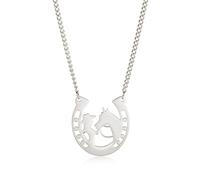 LIKGREAT Collier de fer à cheval Collier de cheval et fille pendentifs Amitié des chevaux Charm en Cadeaux pour les filles Femmes Noël Nouvel An Anniversaire (2-Argent)