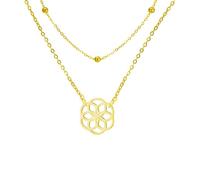 LIKGREAT Collier Fleur de vie Collier Pendentif Graines de vie Collier Symbole Géométrie Sacrée Amulette de Guérison Spirituelle Bijoux (or-2)