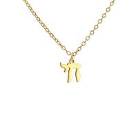 LIKGREAT Collier Hébreu Chai Symbole de Vie Juif Collier Amulette de Bénédiction Religieuse Juive Bijoux Israël Hanoucca (style1 gold)