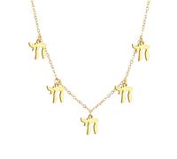 LIKGREAT Collier Hébreu Chai Symbole de Vie Juif Collier Amulette de Bénédiction Religieuse Juive Bijoux Israël Hanoucca (style3 gold)