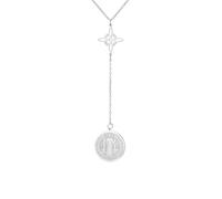 LIKGREAT Collier Nœud de Sorcière Collier Médaille de Saint Benoît en Acier Inoxydable Amulette de Double Protection Bijoux Exorcisme Catholique (2-argent)