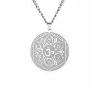 LIKGREAT Collier Om Lotus en Acier Inoxydable Collier de Yoga | et Méditation Pendentif Mantra Sanskrit à Six Caractères Bijou Amulette Spirituelle Bouddhiste Hindoue pour Femme et Homme
