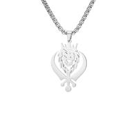 LIKGREAT Collier Pendentif Lion Couronné Collier Épée Khanda Sikh en Acier Inoxydable Bijoux Sikhisme Hip Hop Punk Bijoux Animal pour Homme (Argent)