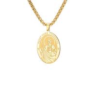 LIKGREAT Collier Saint Jude Médaille Patron Saint Pendentif Amulette Bijou de Protection Religieuse pour Homme Femme (Chaîne épaisse - doré)