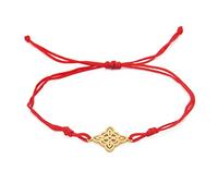 LIKGREAT Noeud de sorcière Bracelet Sorcellerie Pendentif Amulette Irlandais Noeud Celtique Bracelets Païen Wiccan Symbole Charme Vintage Bijoux pour Hommes Femmes (Style 2-Rouge,Or)