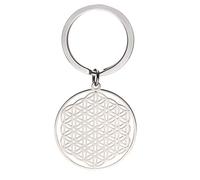 LIKGREAT - Porte-clés rond en acier inoxydable à motif fleur de vie, pour homme et femme, Métal, Style 4