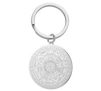 LIKGREAT Porte-clés Sceau des 7 Archanges Porte-clés Saint Michel Archange Amulette de Bonne Chance en Acier Inoxydable Bijoux Chrétiens (argent)