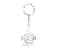LIKGREAT Porte-clés Tortue Celtique en Acier Inoxydable Pendentif Totem Animal Ajouré Amulette de Tortue Marine Bijoux Mixte (argent)