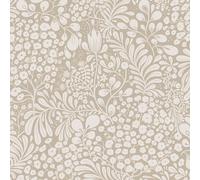 LiKiLiKi Papier peint à coller et décoller, Papier de contact beige rétro floral avec dos adhésif en plastique - Rouleau de vinyle amovible pour salon, chambre à coucher, cuisine - Papier peint