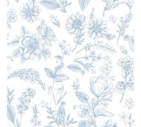 LiKiLiKi - Papier peint autocollant en vinyle - Motif floral bleu - 44 x 300 cm - Style bohème - Imperméable - Pour meubles, salle de bain, chambre à coucher