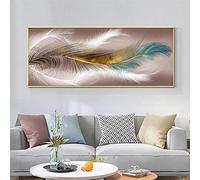 Likixin Peinture Diamant La plume Broderie Diamant Kit Complet 5D DIY Diamond Painting Point De Croix Kits Complet Strass Diamant Painting Mosaique Artisanat Maison Décoration Murale 50x100cm/20x39in