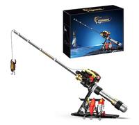 LIKLIKLINK Kit de construction de canne à pêche technique, 425 pièces, blocs de serrage, canne à pêche avec moulinet d'appât, kit de construction MOC, simulé et réglable, cadeaux créatifs pour adultes