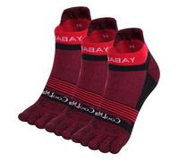 likloks Chaussettes à Cinq Doigts pour Hommes et Femmes - Chaussettes Athlétiques à la Cheville avec Support de Voûte Plantaire - Confortables, Douces, Respirantes - Rouges, Grandes (3 Paires)