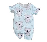 LIKPOJA Ensemble de vêtements pour nouveau-né unisexe pour bébé, combinaison d'été à manches courtes, barboteuse pour bébé garçon et fille, Koala C, 9-12 mois