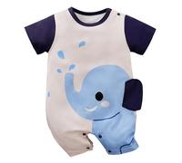 LIKPOJA Ensemble de vêtements pour nouveau-né unisexe pour bébé, combinaison d'été à manches courtes, barboteuse pour bébé garçon et fille, Éléphant L, 6-9 mois