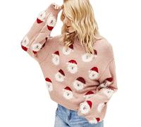 LIKPOJA Pull de Noël en tricot pour femme et fille - Pour fête de Noël - Chaud, Rose A, M