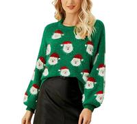 LIKPOJA Pull de Noël en tricot pour femme et fille - Pour fête de Noël - Chaud, vert a, L