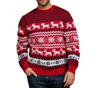 LIKPOJA Pull de Noël pour Homme - Haut Festif Moche en Tricot - Pour Fête d'Hiver - Chaud, Rouge A, XL