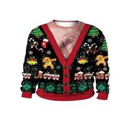 LIKPOJA Pull de Noël pour Homme - Haut Festif Moche - Pour Fête d'Hiver - Chaud, Noir B, L