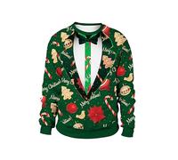 LIKPOJA Pull de Noël pour Homme - Haut Festif Moche - Pour Fête d'Hiver Chaud - Vert A, Taille S