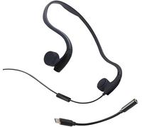 Likty Casque à conduction osseuse, casque filaire à conduction osseuse, prise jack 3,5 mm, avec câble adaptateur de type C, pour le sport, la course, la conduite, le cyclisme, les entraînements, noir