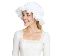 LIKUNGOU Chapeau colonial blanc en dentelle à volants - Chapeau révolutionnaire pionnier - Accessoire de costume d'Halloween