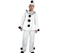 LIKUNGOU Clown Pierrot Costume pour Hommes Noir Blanc Haut Pantalon Chapeau Clown Tenue de Deguisement Halloween Cosplay Set (L)