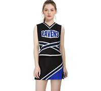LIKUNGOU Femme Ravens Basketball Cheerleader Uniforme Pom-Pom Girl Costume Université Lycée Cosplay Tenue Costumes (XS)
