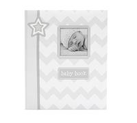 Lil Peach First 5 Years Chevron Baby Memory Book Journal, Gender-Neutral Babybook Keepsake for New and Expecting Parents, Gray